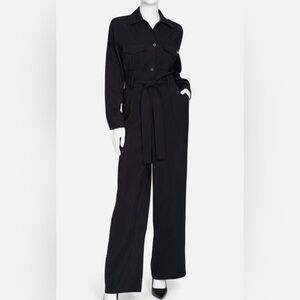 Halston Black Utility Tie-Waist Jumpsuit - Women Size 14 NWT